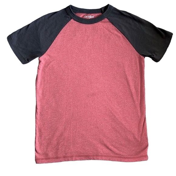 Cat & Jack Youth Medium 8/10 Red Heathered & Dark Grey Short Sleeve Jersey Shirt - Picture 1 of 6